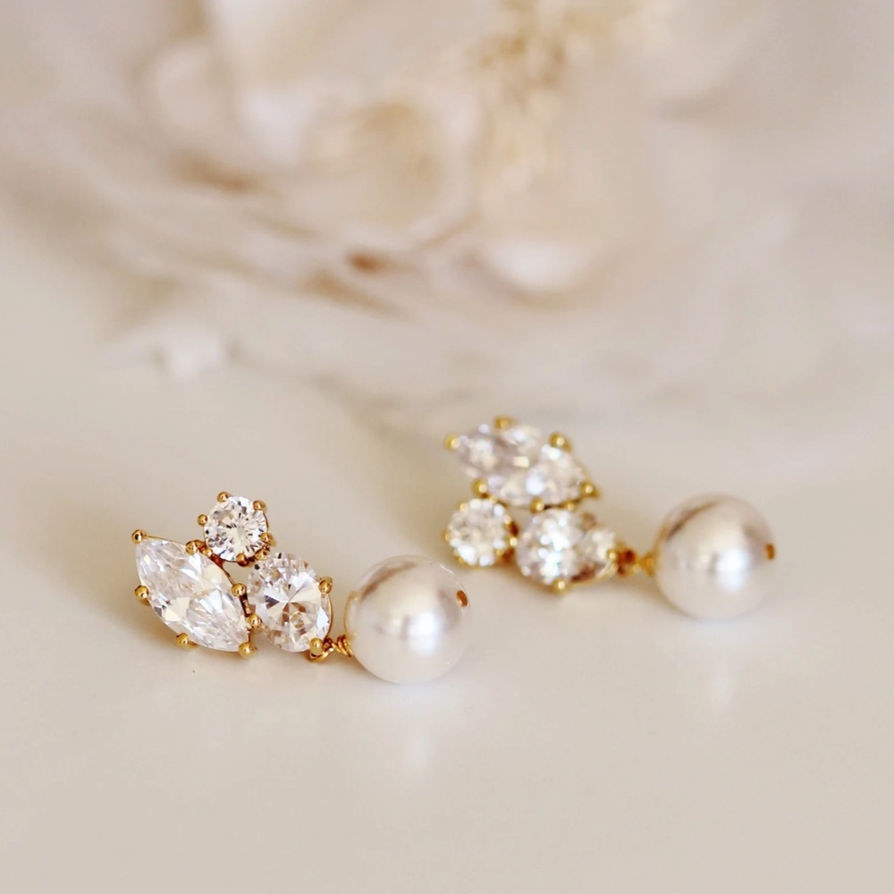 Gold and Crystal Bridal Earrings